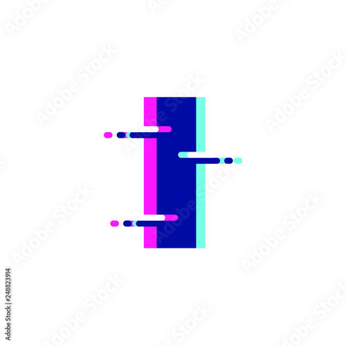I Letter Glitch Style Modern Alphabet Font Logo 