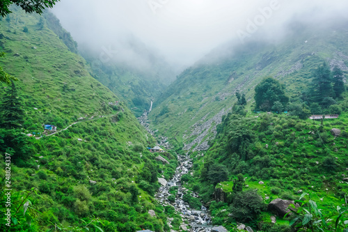 Incredible nature at the beginning of the Himalayas. Mountains and Falls Bhagsunag. Dharamsala  India