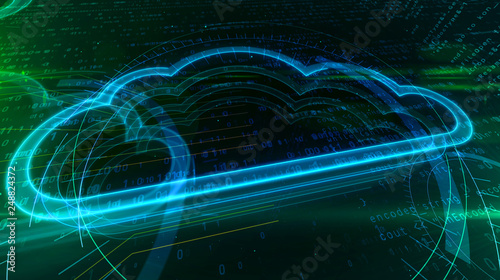 Cloud symbol on cyber background