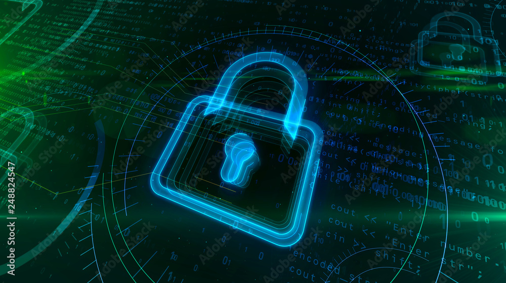 Digital safety with padlock symbol Digital safety with padlock symbol