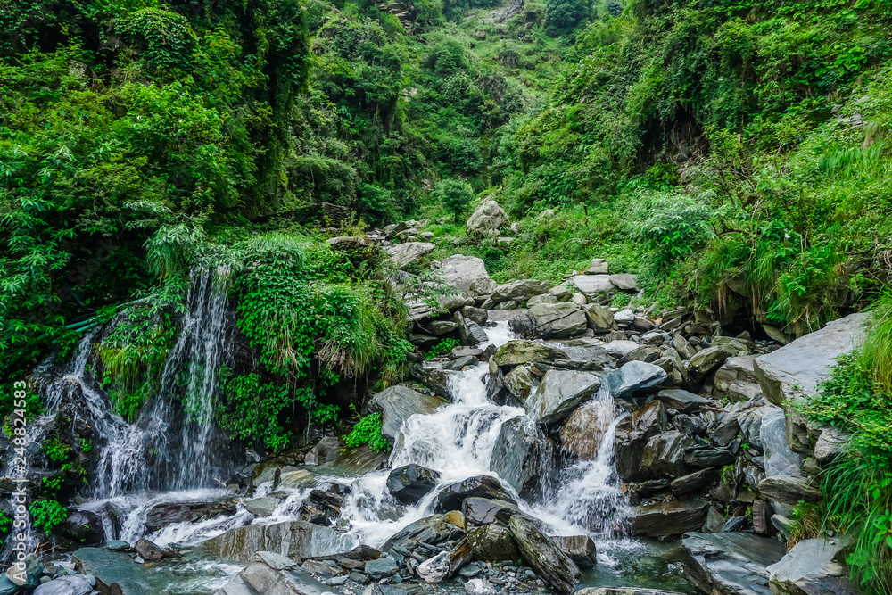 Incredible nature at the beginning of the Himalayas. Mountains and Falls Bhagsunag. Dharamsala, India Incredible nature at the beginning of the Himalayas. Mountains and Falls Bhagsunag. Dharamsala, India
