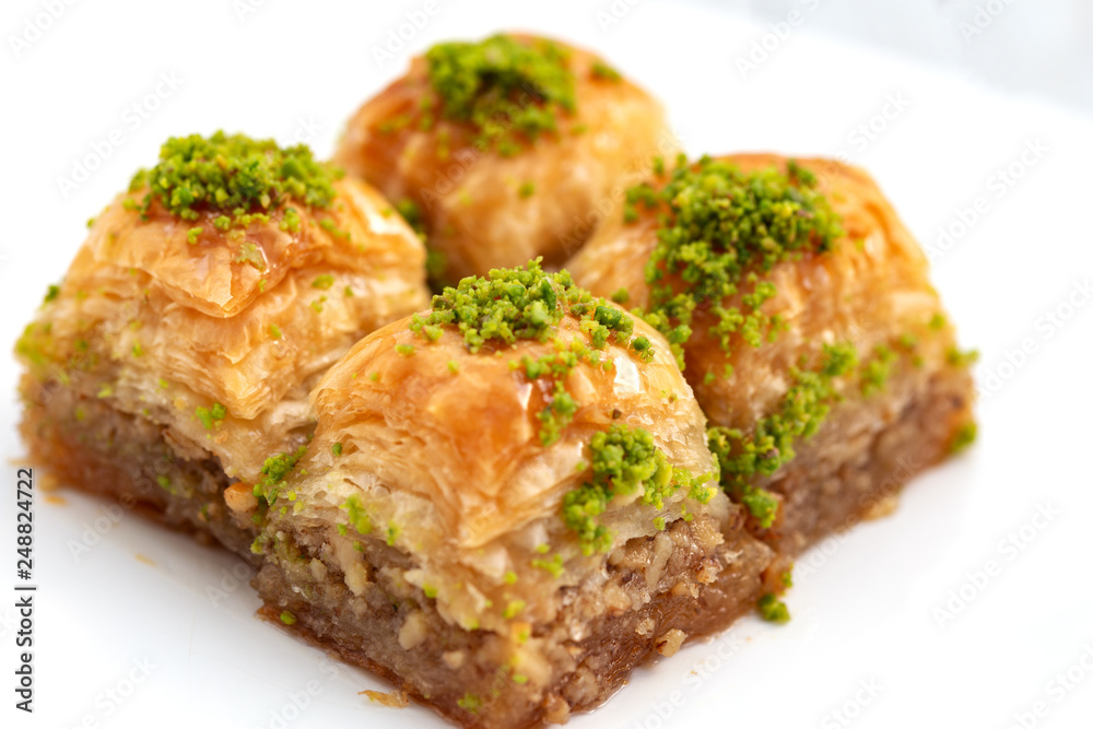 Turkish Dessert Baklava with pistachio 