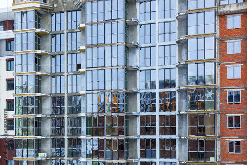 facade of the house with glass balconies