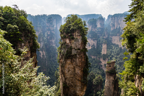 Natural quartz sandstone pillar Hallelujah Mountain, 1,080 m is located in the Zhangjiajie Wulingyuan  National Park, Yuanjiajie Area, Hunan, China. It was the inspiration for Avatar movie