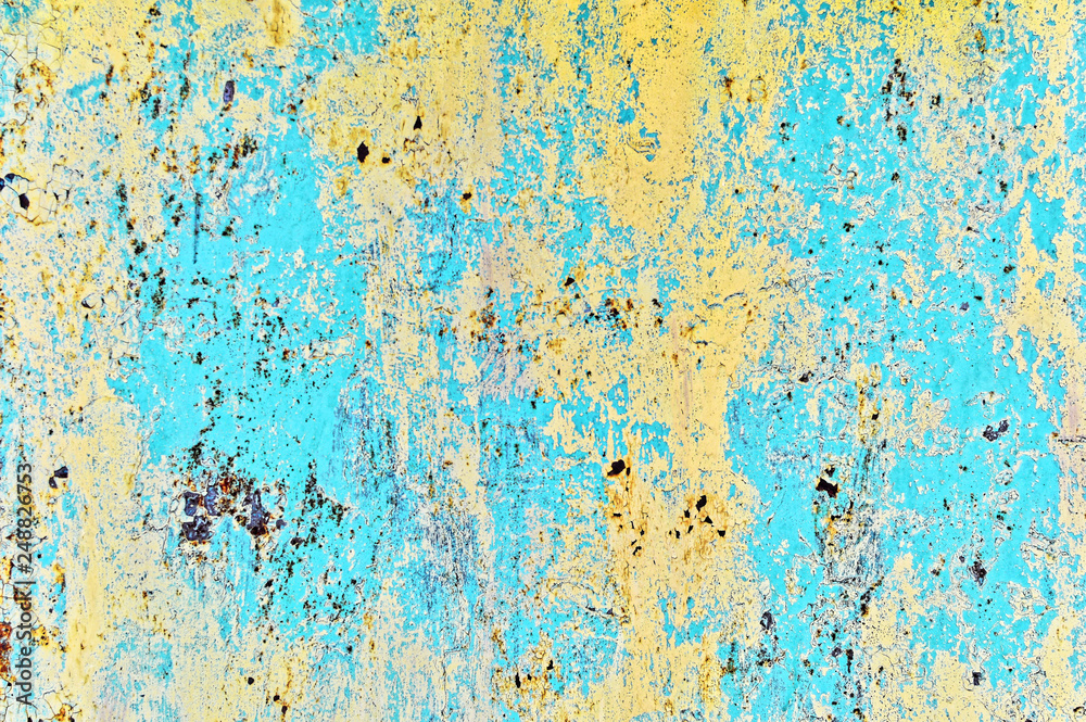 aquamarine - yellow old paint on metal