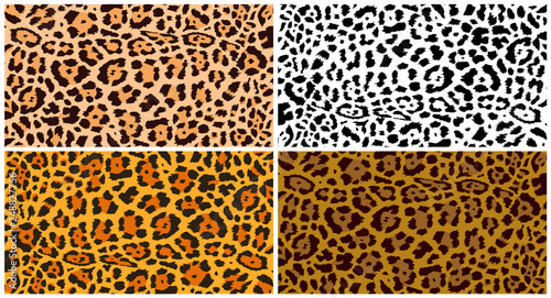 Leopard pattern design. Set of funny drawing pattern. Lettering poster or t-shirt textile graphic design. Wallpaper  wrapping paper. Vector illustration. Isolated on white background.