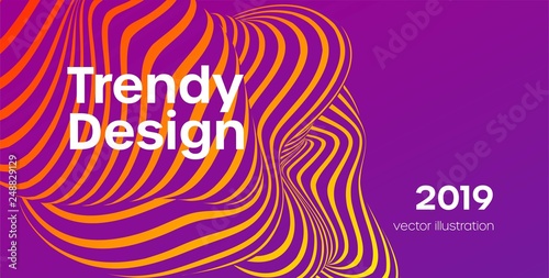 Trendy design. Moving color lines of abstract background. Vector illustration