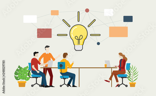 effective brainstorming concept with team on the table discuss idea together - vector