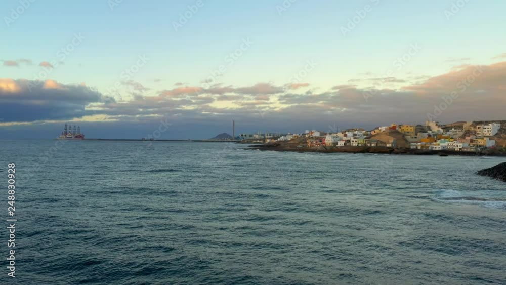 Aerial view of Atlantic ocean shore on Tenerife