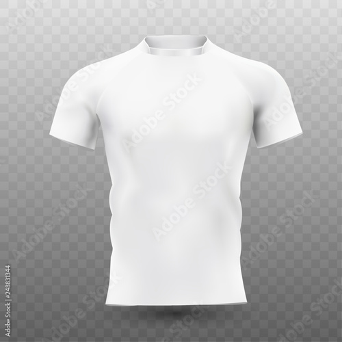 T-shirt template. White version, front design. Vector illustration.