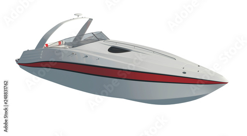 Speedboat Isolated on white background 3D illustration © elenaed