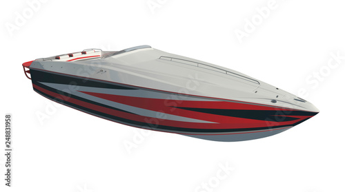 Speedboat Isolated on white background 3D illustration