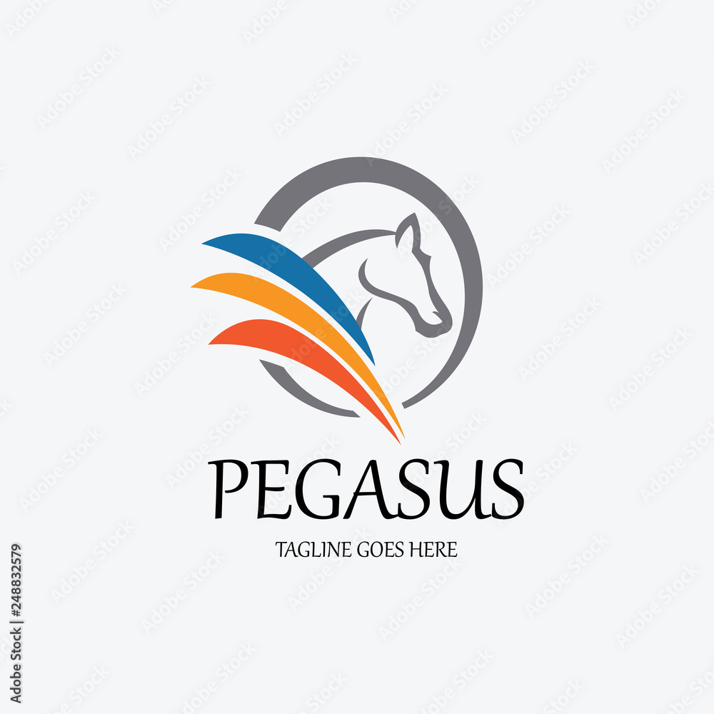 Pegasus logo design template. Vector illustration