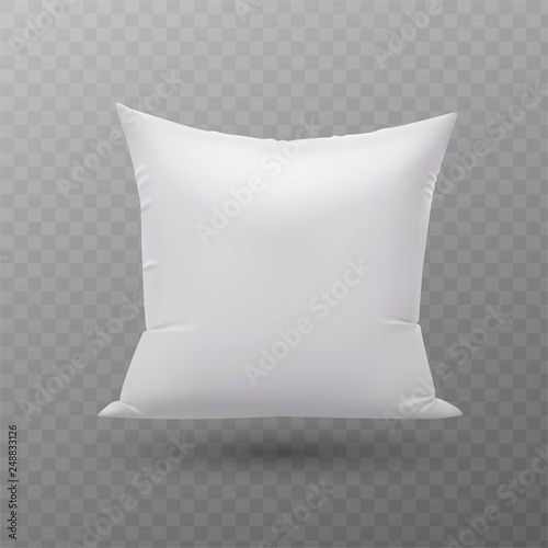 Blank white square pillow, cushion vector illustration.