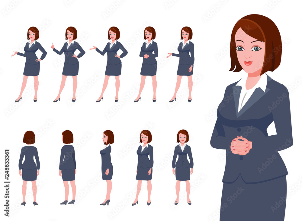 Obraz premium Business girl turnaround and poses