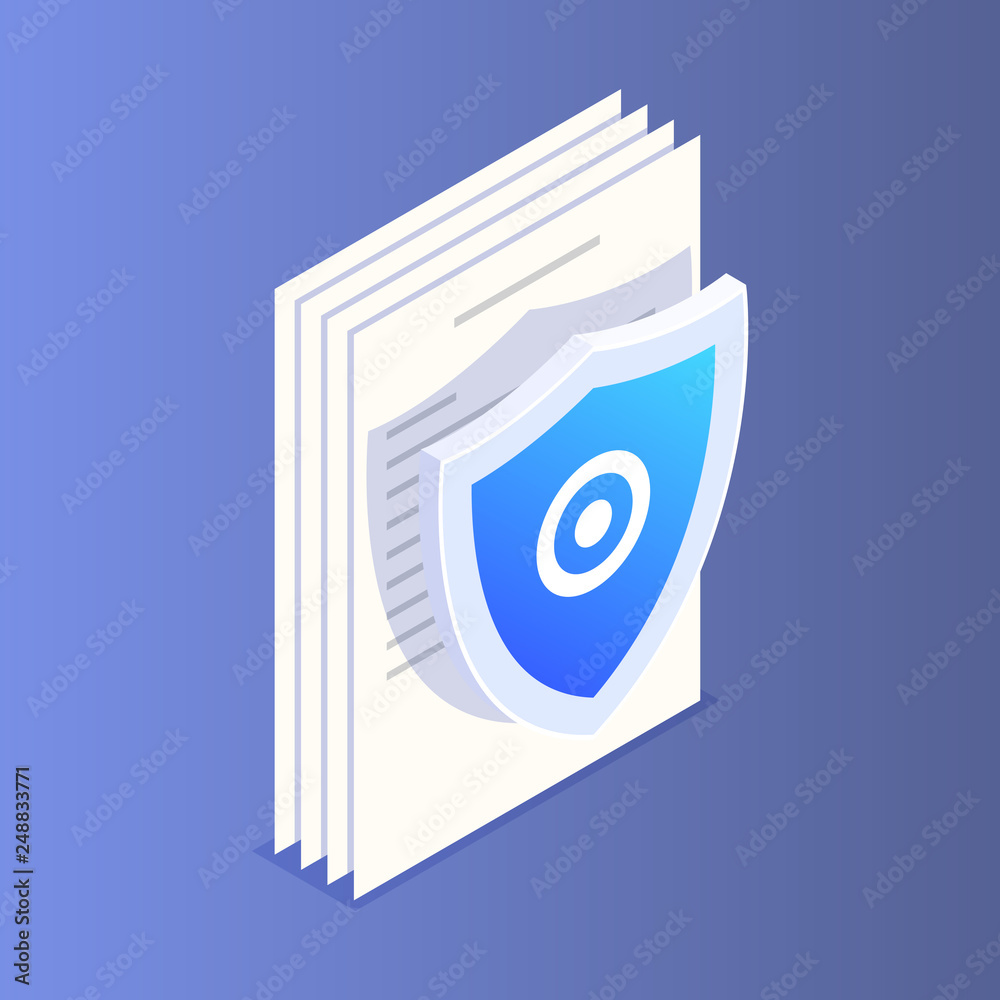 Flat Isometric file protection icon. Protect your files or photos on your device. Can use for web banner, infographics, hero images. Flat Isometric file protection icon. Protect your files or photos on your device. Can use for web banner, infographics, hero images.