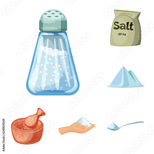 Vector design of salt  and food sign. Collection of salt  and mineral  stock vector illustration.