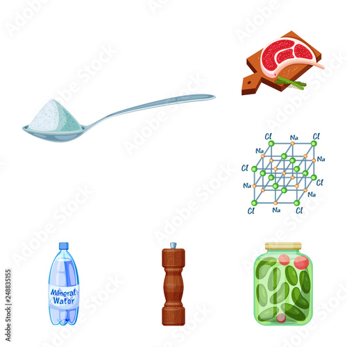 Vector design of salt  and food logo. Collection of salt  and mineral  stock symbol for web.