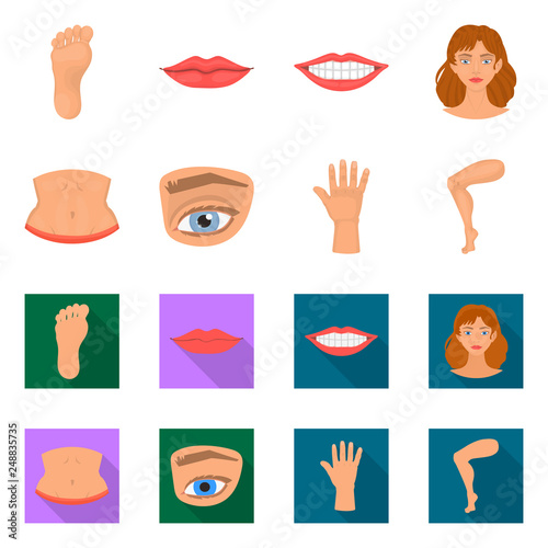 Vector illustration of body and part symbol. Set of body and anatomy stock symbol for web.
