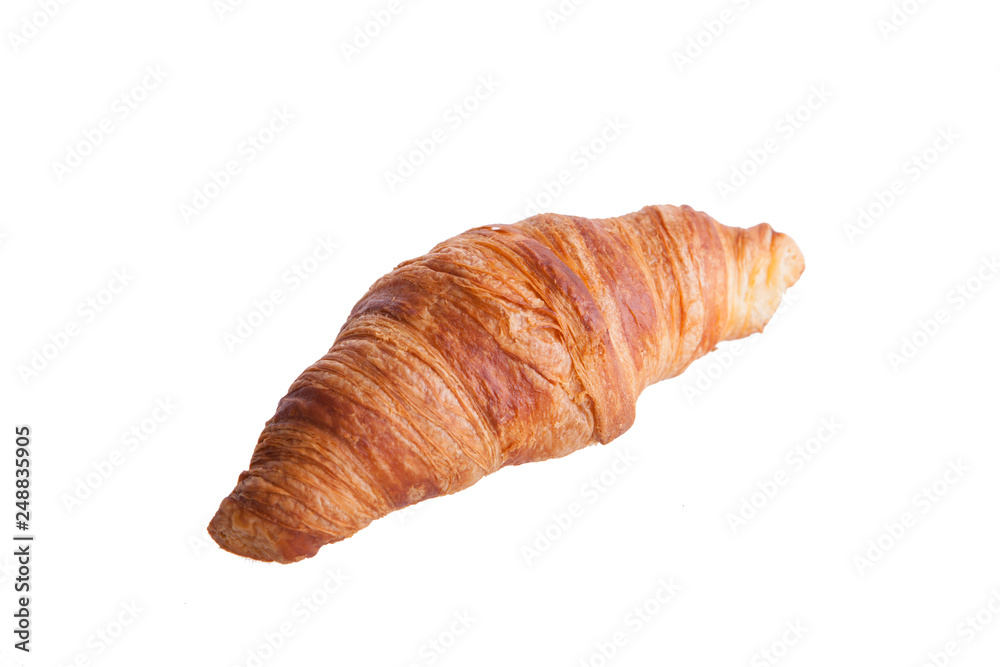 Fresh and tasty croissant over white background