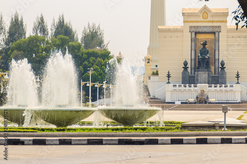 Bangkok, Thailand - March 2, 2017: The king rama I monument, located at Phra Phuttha Yodfa Bridge and dedicated to the king who established the capital of Bangkok in 1782.