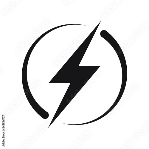 Lightning, electric power vector logo design element. Energy and thunder electricity symbol concept. Lightning bolt sign in the circle. Power fast speed logotype