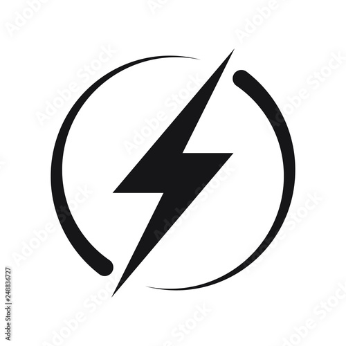 Lightning, electric power vector logo design element. Energy and thunder electricity symbol concept. Lightning bolt sign in the circle. Power fast speed logotype