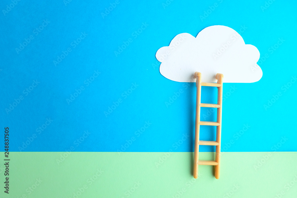 Stairs to the clouds on a blue background. Stairs to the clouds on a blue background.