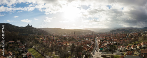 The city of Wernigerode and the Wernigerode Castle from above ( Harz region, Saxony-Anhalt / Germany ) © Bild in motion