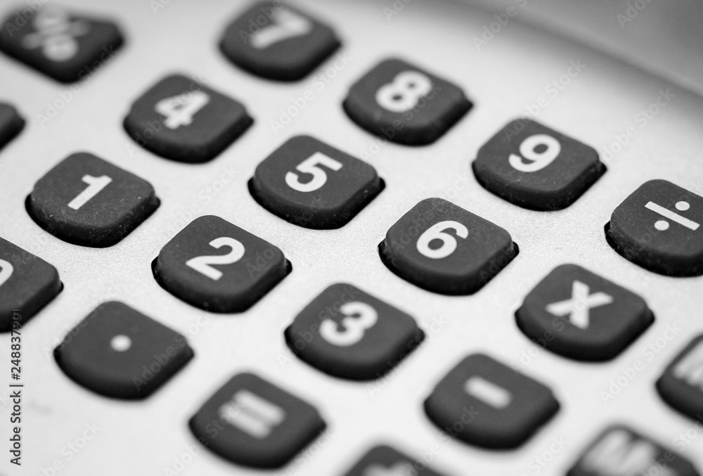 Taschenrechner, Tastatur, Elektronik Taschenrechner, Tastatur, Elektronik