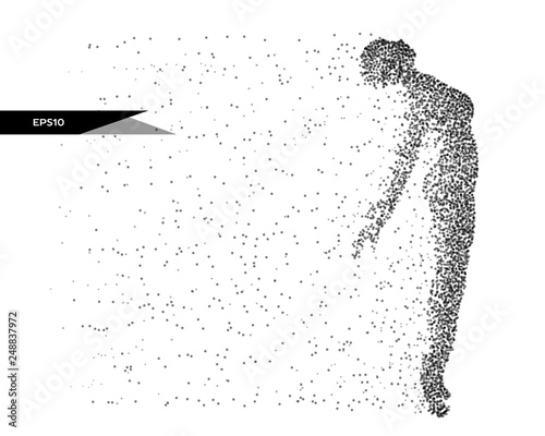 Abstract vector illustration of woman silhouette in the form of dots.