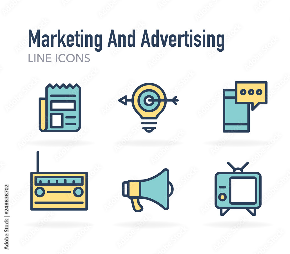 MARKETING AND ADVERTISING LINE ICONS