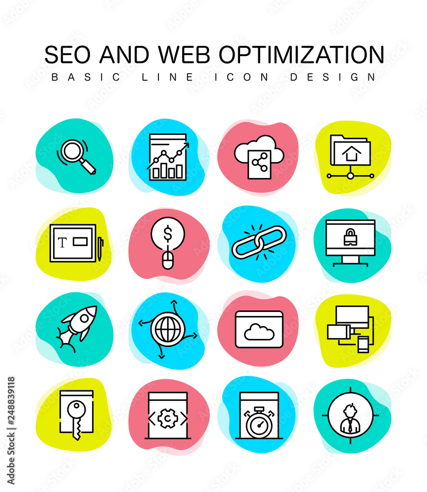 SEO AND WEB OPTIMIZATION ICON SET SEO AND WEB OPTIMIZATION ICON SET