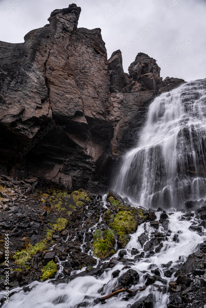 Obraz premium The waterfall of the girl's braids in the Elbrus region near the village of Terskol