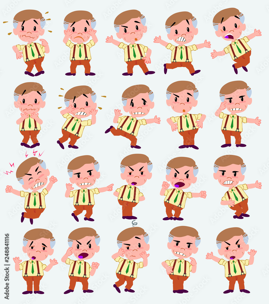 Cartoon character businessman in casual style. Set with different postures, attitudes and poses, always in negative attitude, doing different activities in vector vector illustrations. Cartoon character businessman in casual style. Set with different postures, attitudes and poses, always in negative attitude, doing different activities in vector vector illustrations.