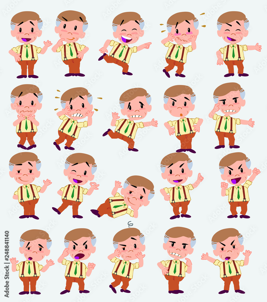 Cartoon character businessman in casual style. Set with different postures, attitudes and poses, doing different activities in isolated vector illustrations. Cartoon character businessman in casual style. Set with different postures, attitudes and poses, doing different activities in isolated vector illustrations.