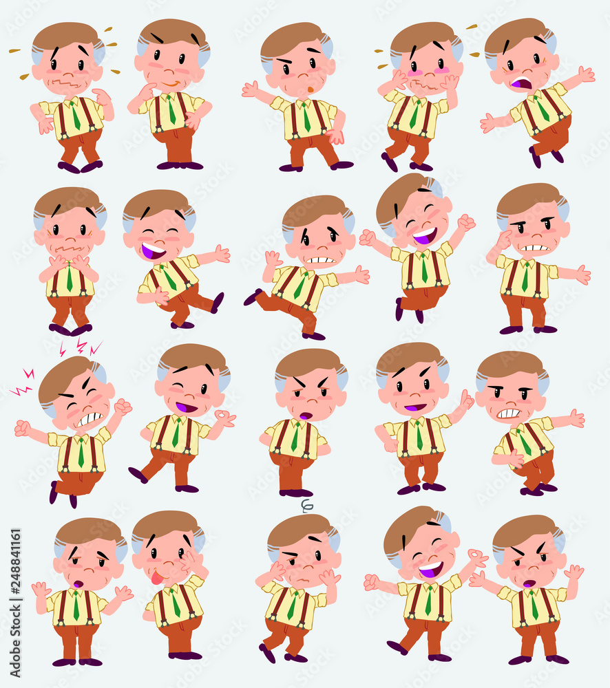 Cartoon character businessman in casual style. Set with different postures, attitudes and poses, doing different activities in isolated vector illustrations. Cartoon character businessman in casual style. Set with different postures, attitudes and poses, doing different activities in isolated vector illustrations.