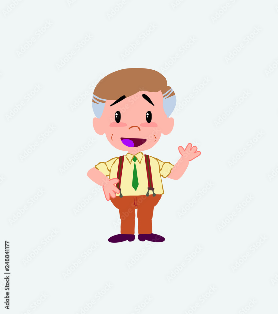 Businessman in casual style waving, happy. Businessman in casual style waving, happy.