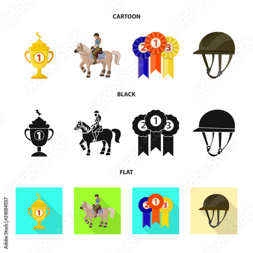 Vector illustration of equipment and riding symbol. Collection of equipment and competition vector icon for stock.