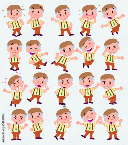 Cartoon character businessman in casual style. Set with different postures, attitudes and poses, doing different activities in isolated vector illustrations.