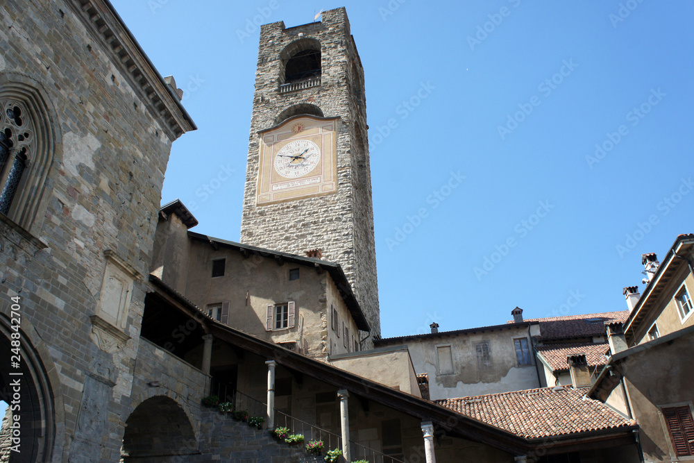 Italy.Bergamo.Campanone-12th century tower with scenic views.