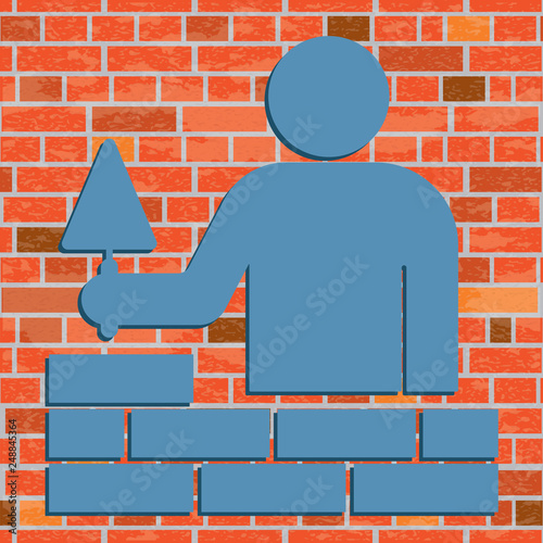 Brick layer tiler mason worker with trowe