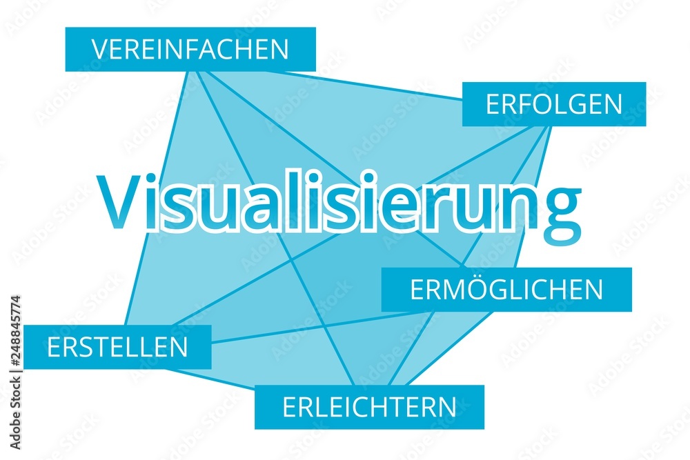Visualisierung - Begriffe verbinden, Farbe blau