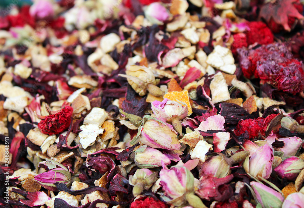 Rose tea, dried flower buds to make tea Rose tea, dried flower buds to make tea