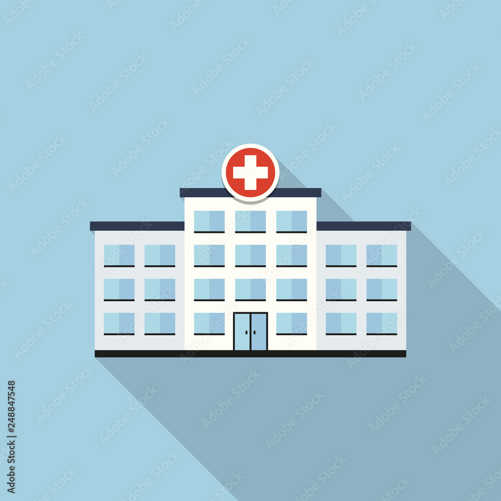 Hospital Flat Design Healthcare Icon with Side Shadow Hospital Flat Design Healthcare Icon with Side Shadow