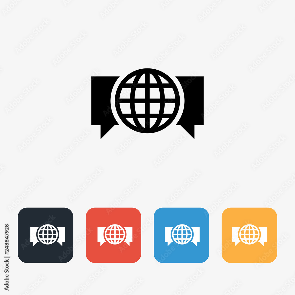 Global Language Fill Icon Concept Global Language Fill Icon Concept