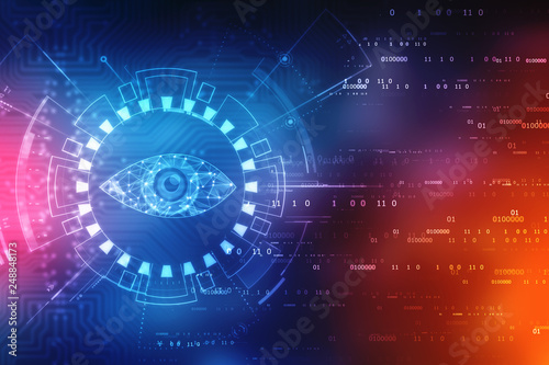 Fototapeta Naklejka Na Ścianę i Meble -  Biometric screening eye, Digital eye, Security concept, cyber security Concept