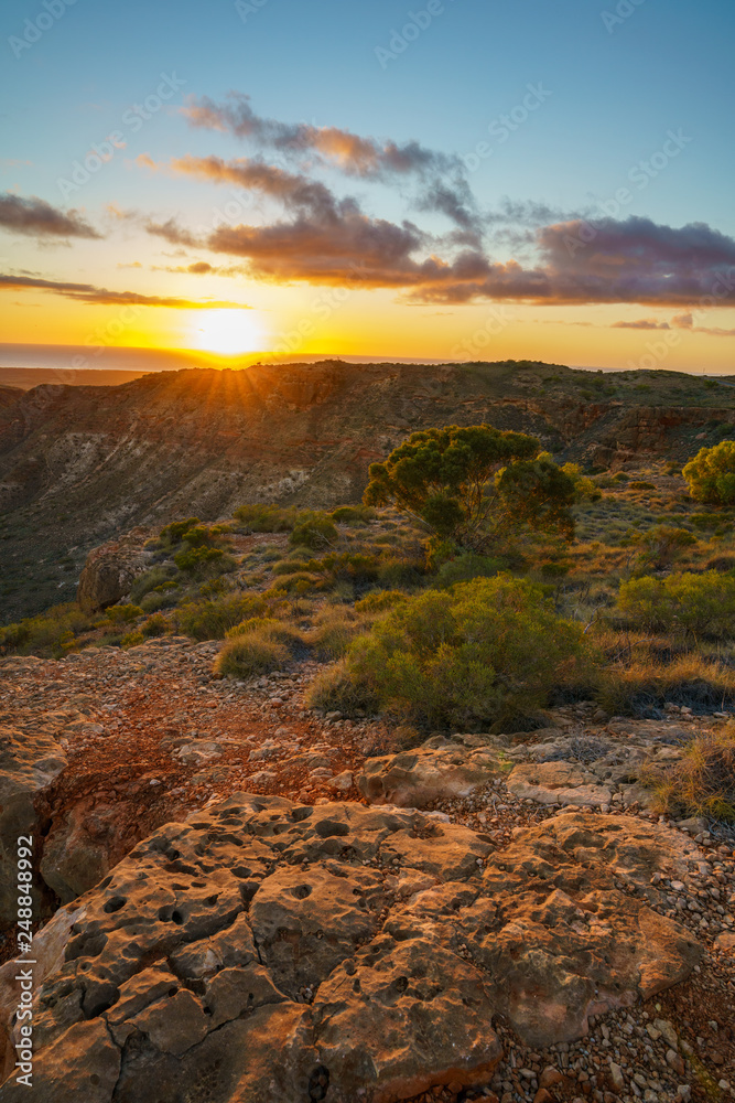 beautiful sunrise over charles knife canyon, western australia 6