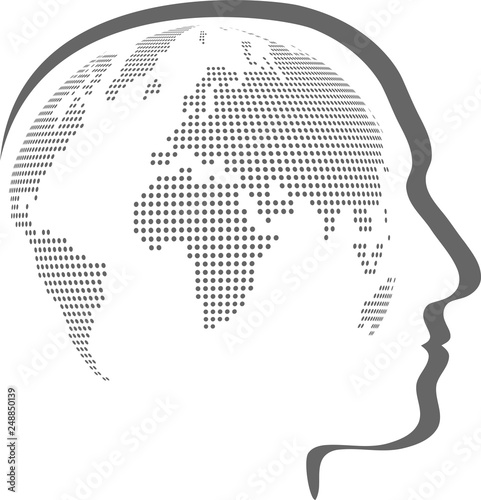 Kopf und Erdball, Person, Erdball, Logo