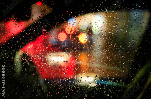 Wallpaper Mural Lights of night city through the glass of the car with raindrops Torontodigital.ca